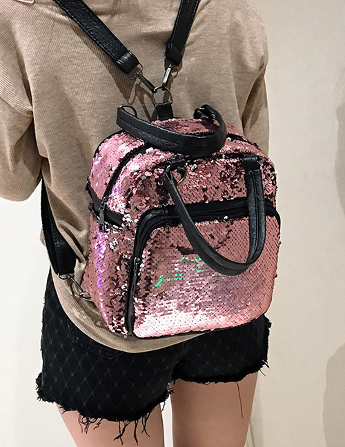 Fashion Pink Sequined Backpack