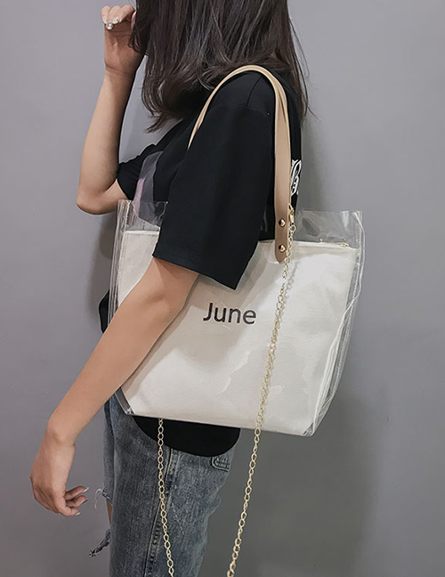 Fashion White Transparent Jelly Letter Hand Bag Shoulder Bag
