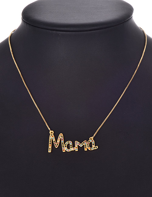 Fashion Gold Copper Inlaid Zircon Letter Mama Necklace