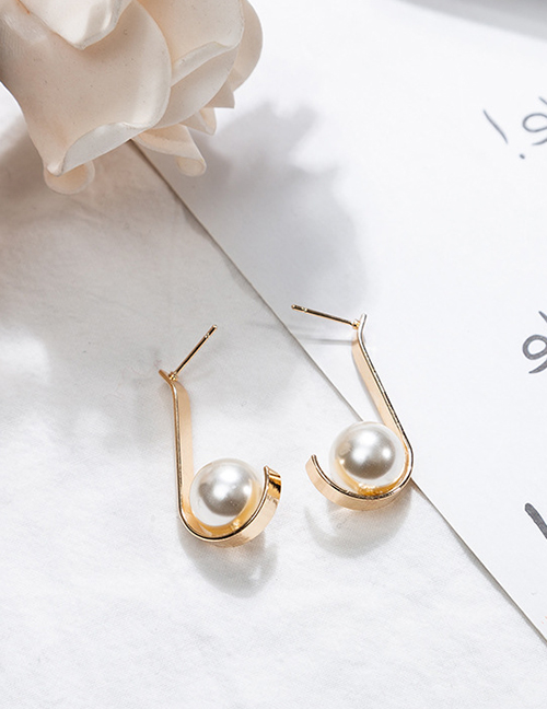 Fashion B U-shaped Pearl Geometric Irregular Earrings