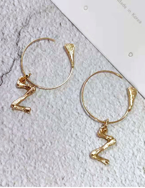 Fashion Letter Z Bamboo-shaped Letter Two Wearing Earrings