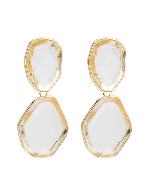 Fashion Transparent Plate Earrings: Gold Flower Embellishment