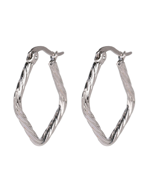 Fashion Silver Geometric Five-diamond Alloy Earrings