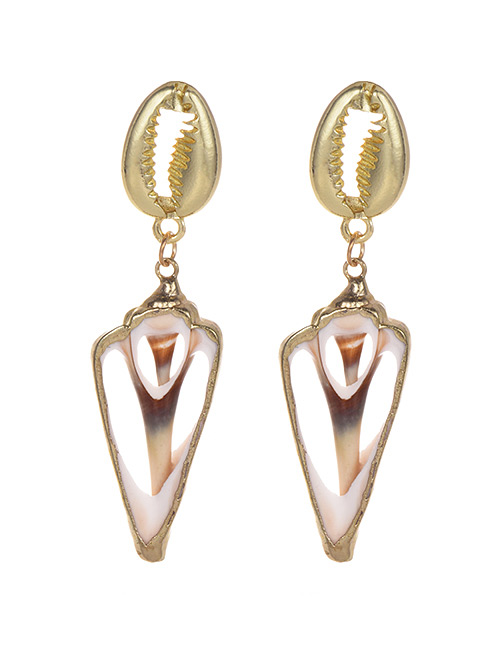 Fashion Gold Alloy Shell Hollow Geometric Earrings