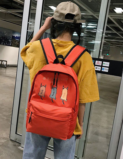 Fashion Orange Cartoon Cat Backpack