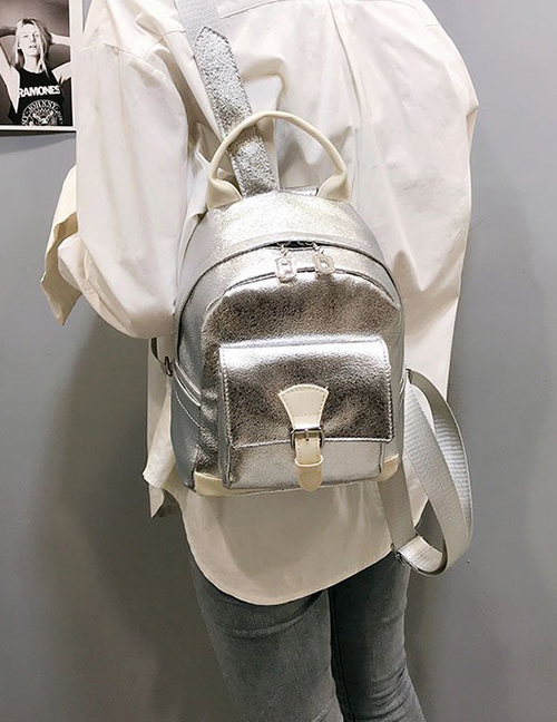 Fashion Silver Sequin Crack Laser Backpack