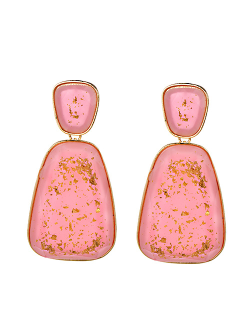 Fashion Pink Alloy Resin Geometry Earrings