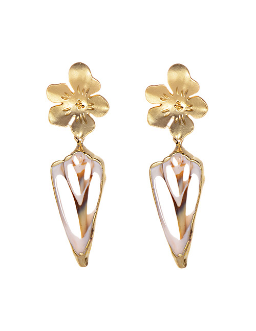 Fashion Gold Alloy Flower Irregular Shape Hollow Earrings