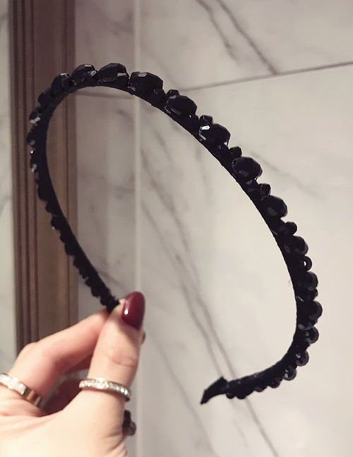 Fashion Black Wrapped Crystal Beads: Fine-edged Headband
