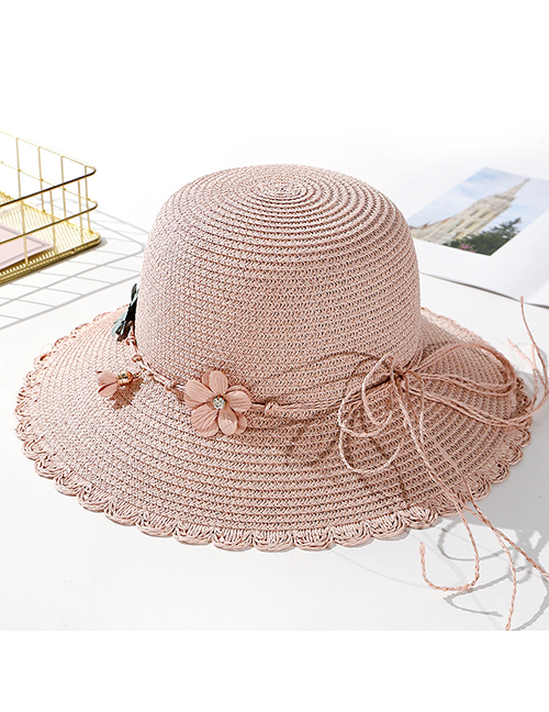 Fashion Pink Tether Flower Sun Hat