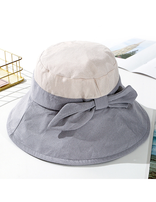 Fashion Gray Two-color Stitching Big Fisherman Hat
