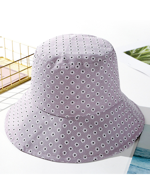 Fashion Light Purple Daisy Cotton Fisherman Hat
