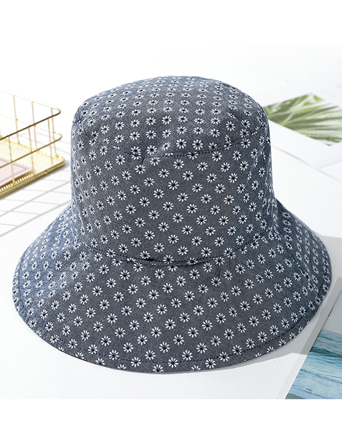 Fashion Navy Daisy Cotton Fisherman Hat