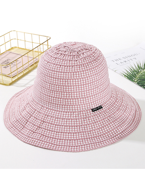 Fashion Pink Plaid Cloth Hat