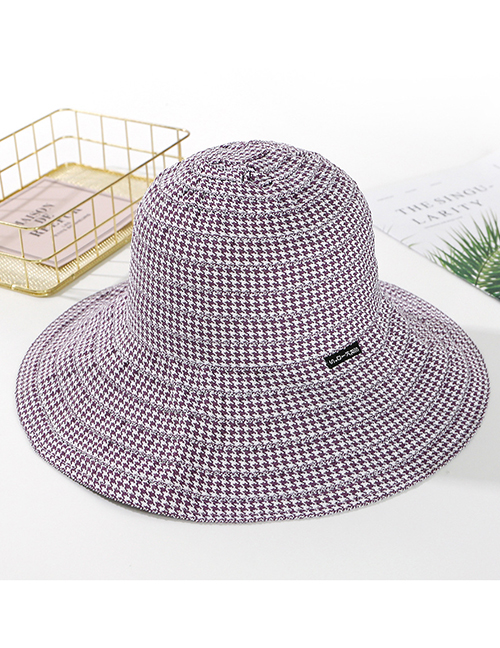 Fashion Purple Plaid Cloth Hat