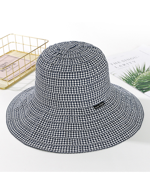 Fashion Navy Plaid Cloth Hat