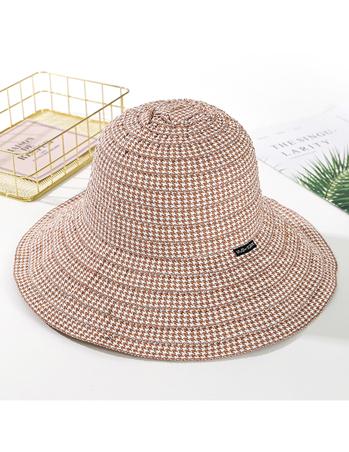 Fashion Khaki Plaid Cloth Hat