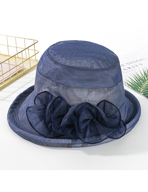 Fashion Navy Printed Curling Small Basin Hat