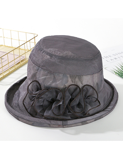 Fashion Gray Printed Curling Small Basin Hat
