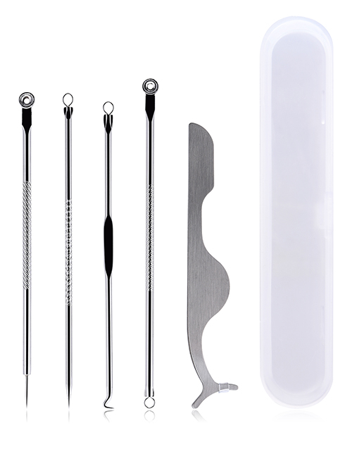 Fashion Silver Acne Needle 4 Piece Set + Eyelash Auxiliary Clip