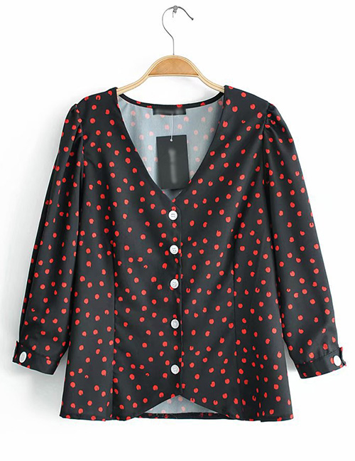 Fashion Black Polka-dot Sleeve Shirt