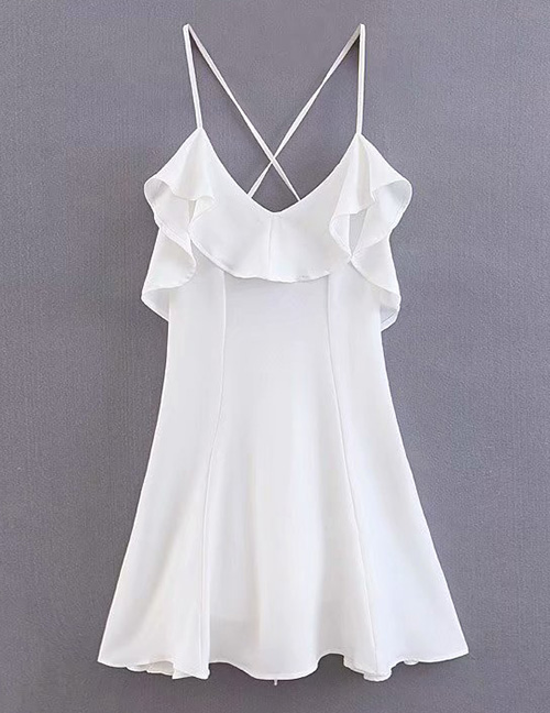 Fashion White Lotus Leaf Dress