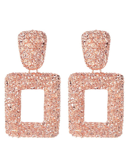 Fashion Rose Gold Alloy Hollow Square Earrings