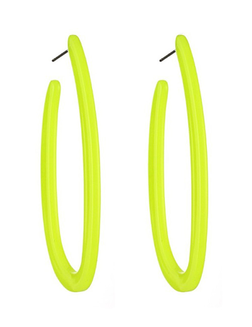 Fashion Fluorescent Yellow Resin Irregular Ring Earrings