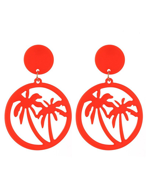 Fashion Fluorescent Orange Resin Hollow Coconut Ear Studs
