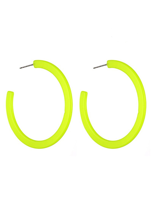 Fashion Fluorescent Yellow Resin C-shaped Earrings