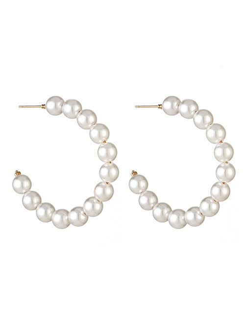 Fashion 13 Pearls Alloy String Pearl C-shaped Earrings