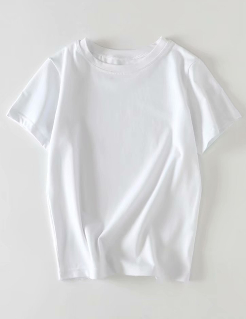 Fashion White Round Neck T-shirt