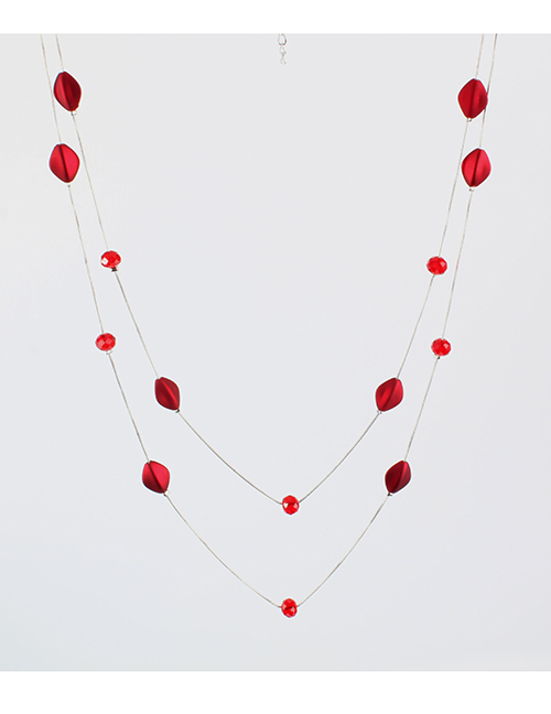 Fashion Red Crystal Double Layer Necklace