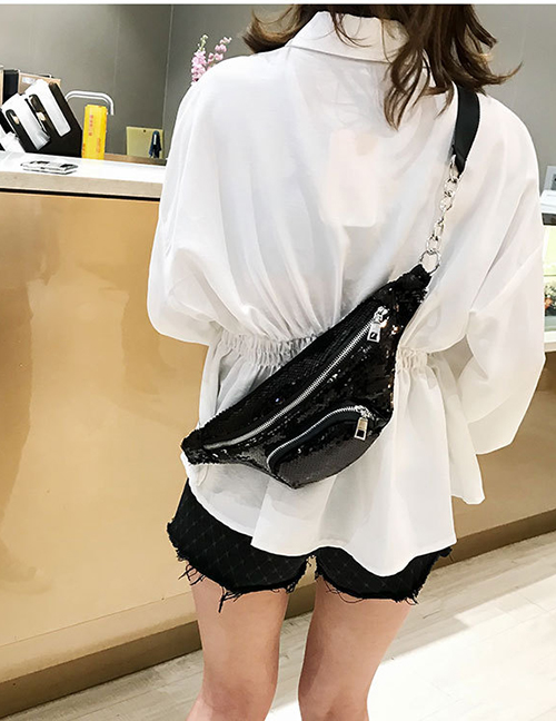 Fashion Black Crossbody Single Sequins Shoulder Bag