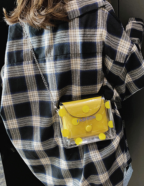 Fashion Yellow Polka Dot One Shoulder Transparent Crossbody Bag