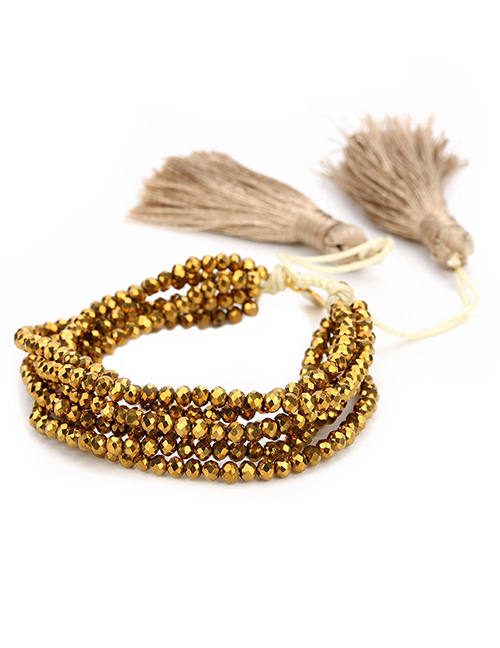 Fashion Gold Set Bracelet Rice Beads Braided Eyes