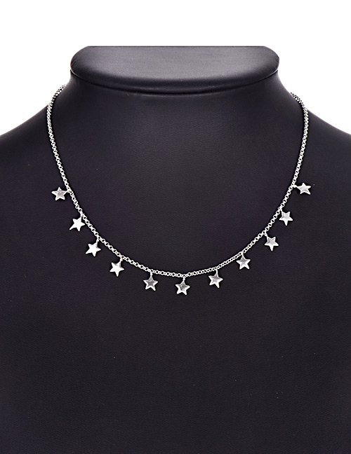 Fashion Pentagram Alloy Silver Necklace