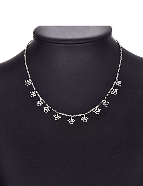 Fashion Crown Alloy Silver Necklace