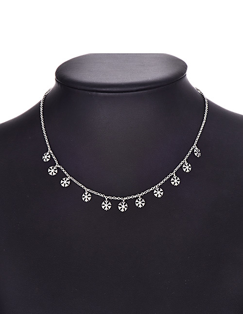 Fashion Snowflake Alloy Silver Necklace