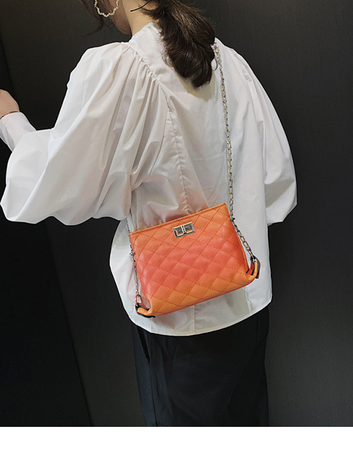Fashion Orange Pure Color Decorated Shoulder Bag