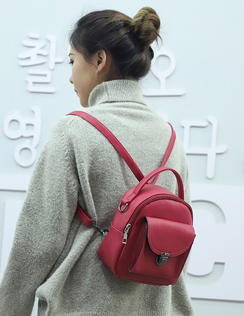 Fashion Red One-shoulder Portable Backpack