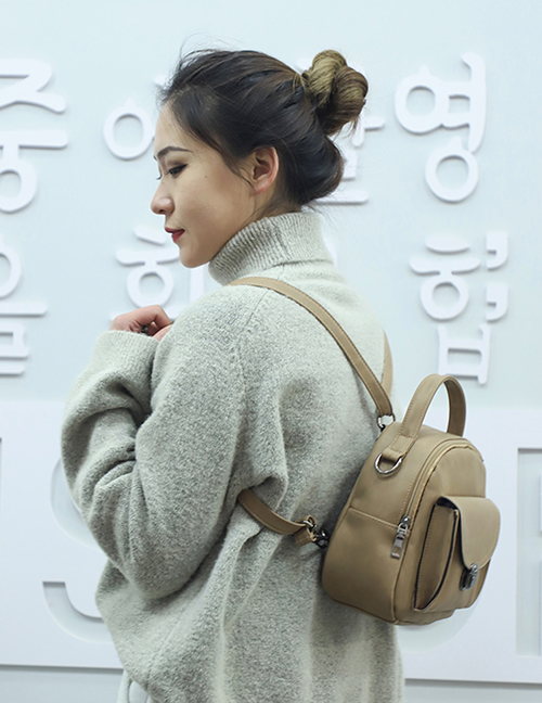Fashion Khaki One-shoulder Portable Backpack