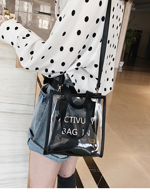 Fashion Black Transparent Diagonal Single Shoulder Jelly Child Handbag