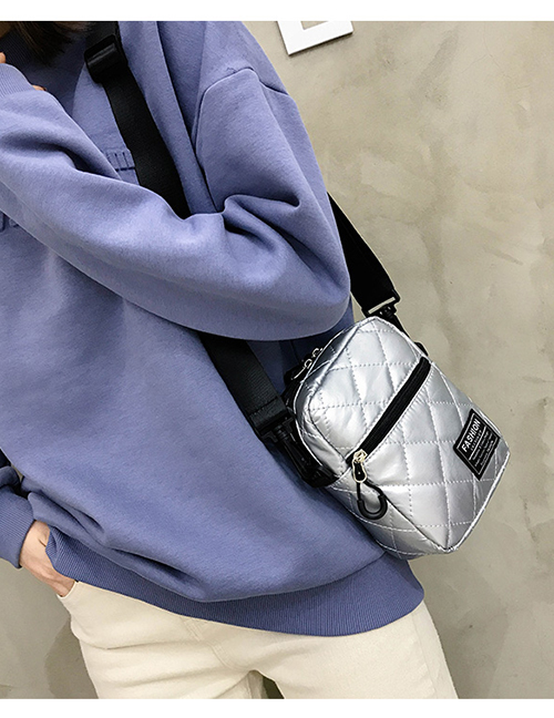Fashion Silver Embroidery Line Rhombic Crossbody Bag