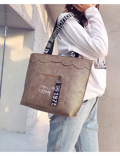 Fashion Khaki Soft Leather Shoulder Bag