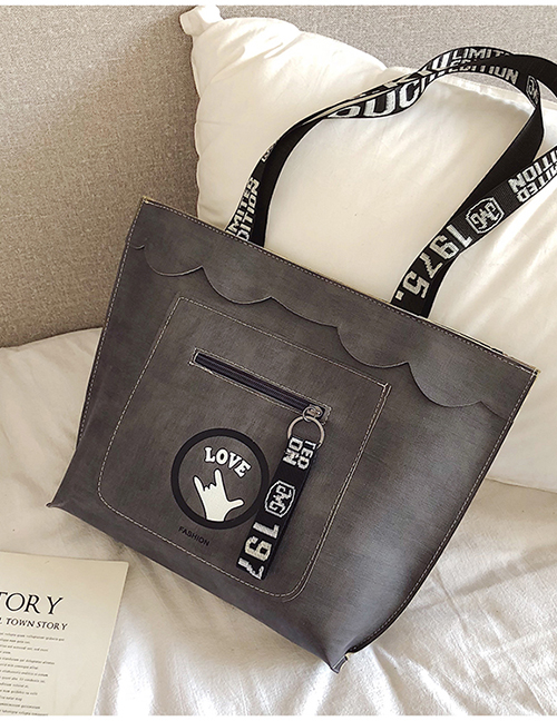 Fashion Gray Soft Leather Shoulder Bag