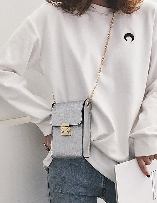 Fashion Silver Sequin Chain Shoulder Messenger Bag