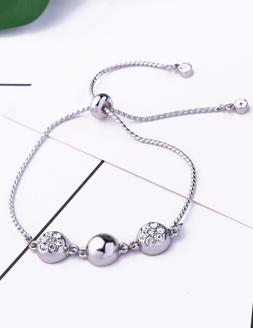 Fashion Silver Alloy Plated Semi-circular Diamond Bracelet