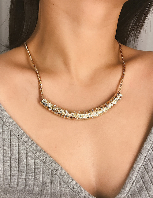 Fashion Gold U-shaped Alloy Diamond Necklace