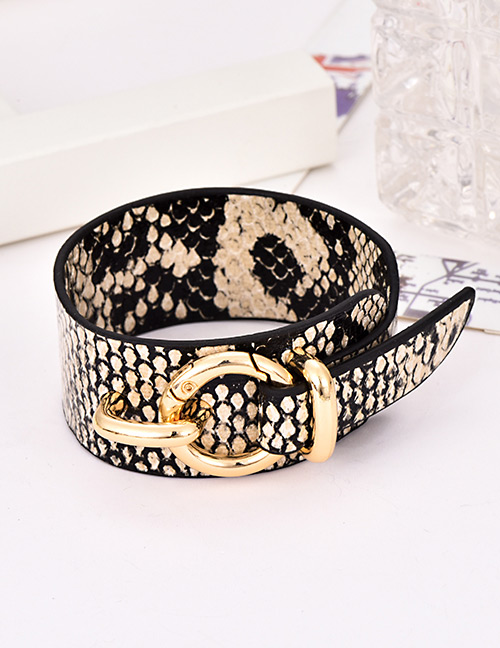 Fashion Crocodile Yellow Alloy Pu Animal Print Bracelet